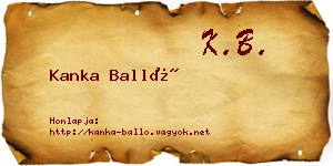 Kanka Balló névjegykártya